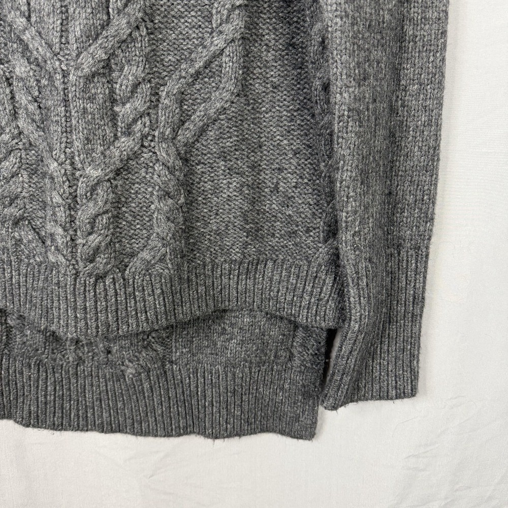 Veronica Beard Sweater Womens Small Gray Turtleneck Wool Blend Cable Knit Heavy - Picture 6 of 8